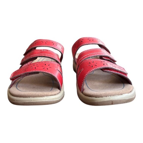 ORTHOFEET SAHARA SANDALS RED NWOT SIZE 8.5 SNAZZY AND COMFORTABLE 3-STRAP SLIDES - Picture 7 of 8